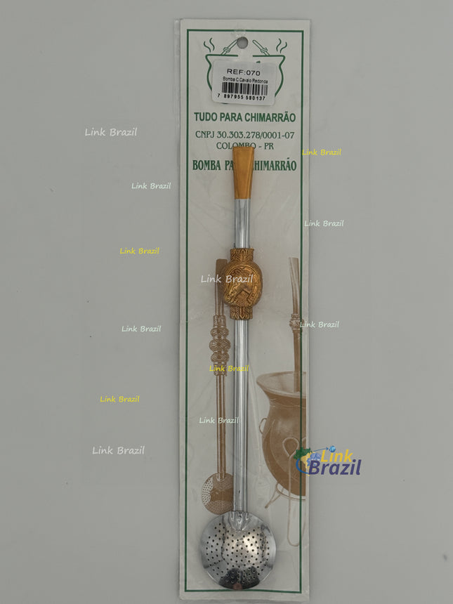 Bomba de Chimarrão Bojo Redondo com Cavalo Ref 070