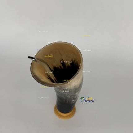 Conjunto Cuia para Tereré Chifre com Base e Bomba