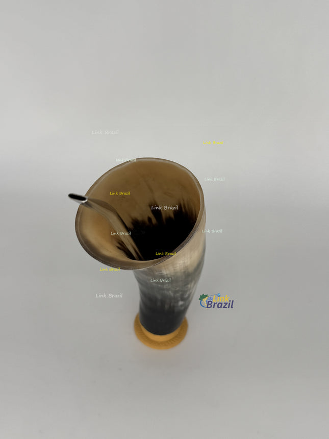 Conjunto Cuia para Tereré Chifre com Base e Bomba